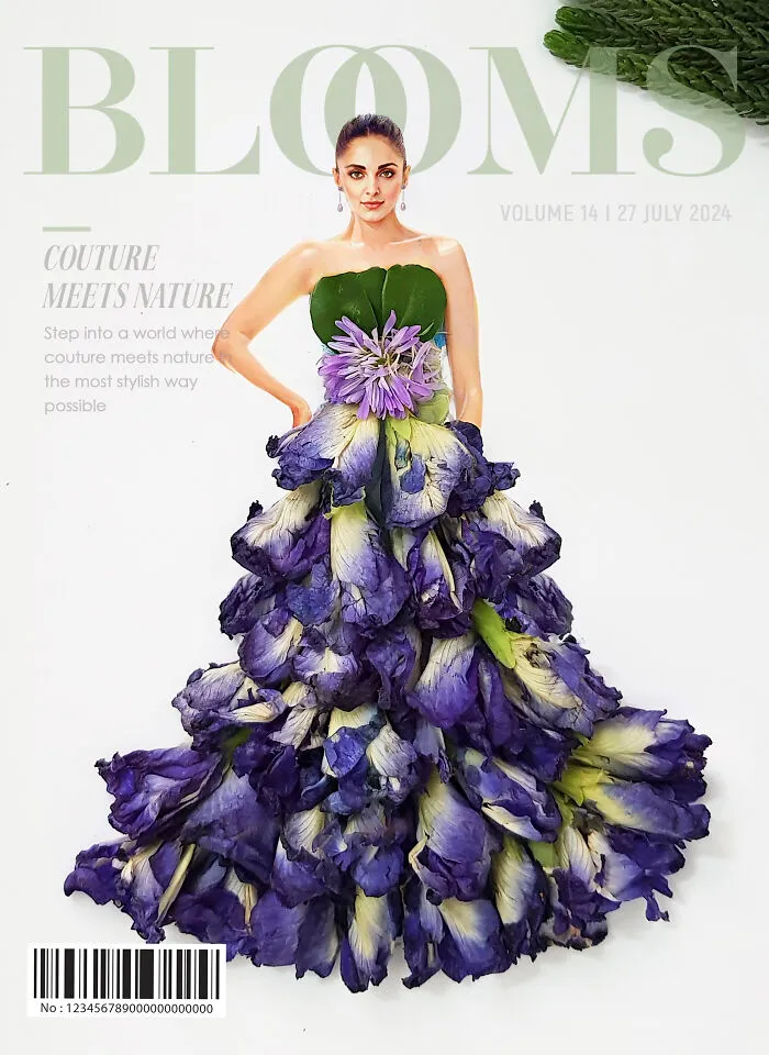 My 30 Dresses Made From Flowers And Other Natural Materials Featured On The Cover Of An Imaginary Magazine