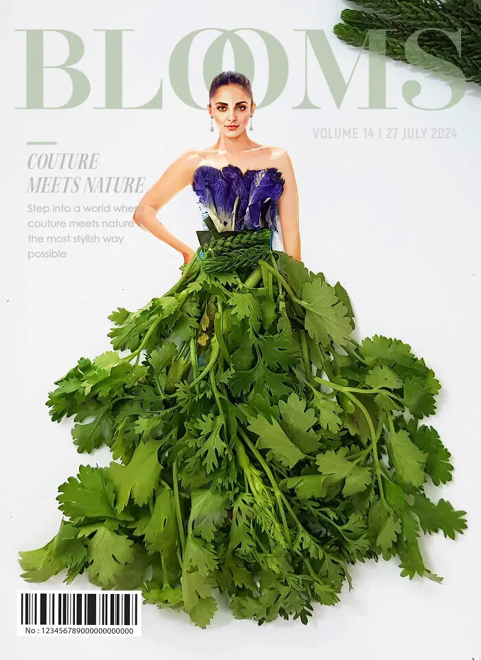 My 30 Dresses Made From Flowers And Other Natural Materials Featured On The Cover Of An Imaginary Magazine