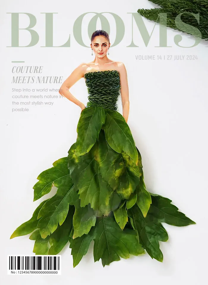 My 30 Dresses Made From Flowers And Other Natural Materials Featured On The Cover Of An Imaginary Magazine