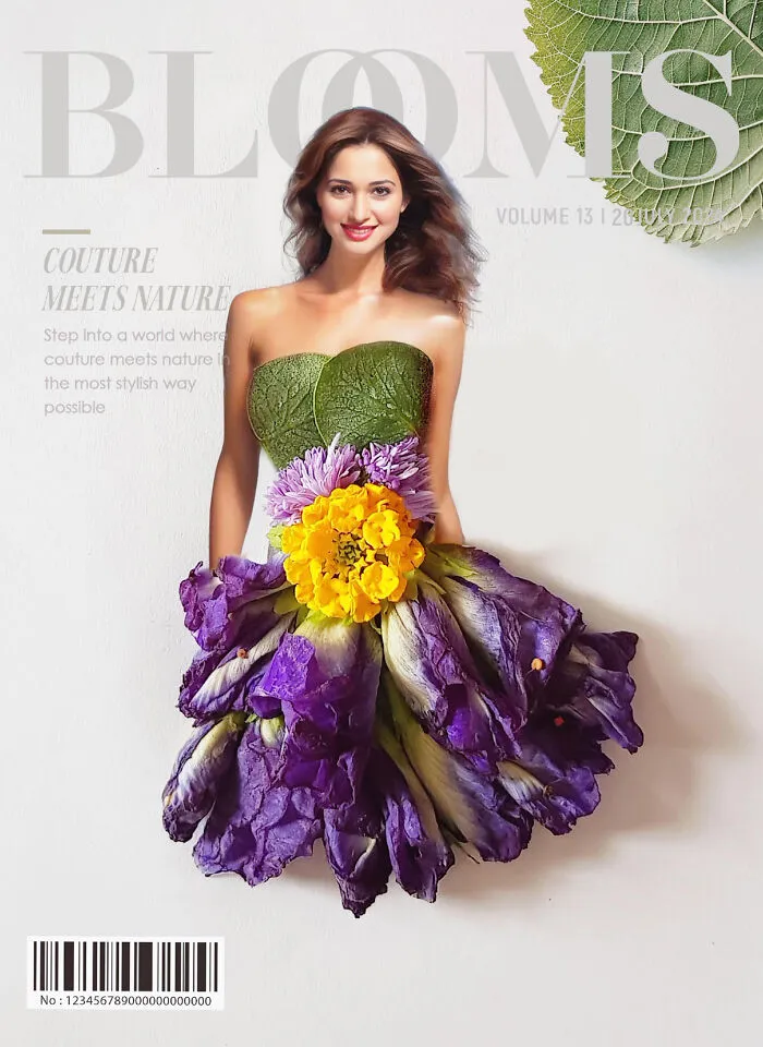 My 30 Dresses Made From Flowers And Other Natural Materials Featured On The Cover Of An Imaginary Magazine