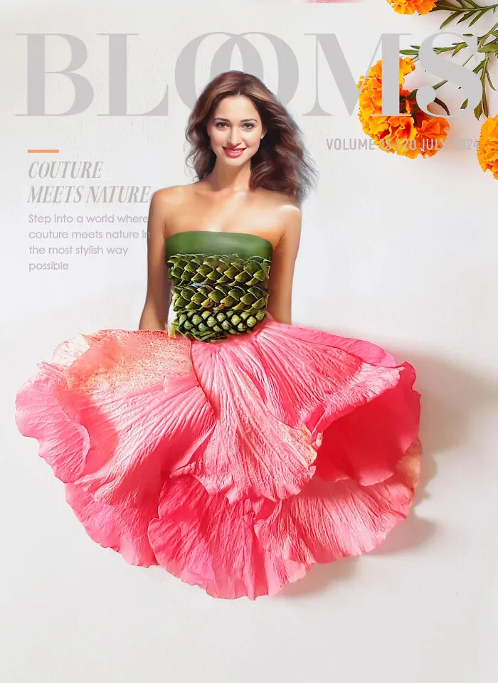 My 30 Dresses Made From Flowers And Other Natural Materials Featured On The Cover Of An Imaginary Magazine