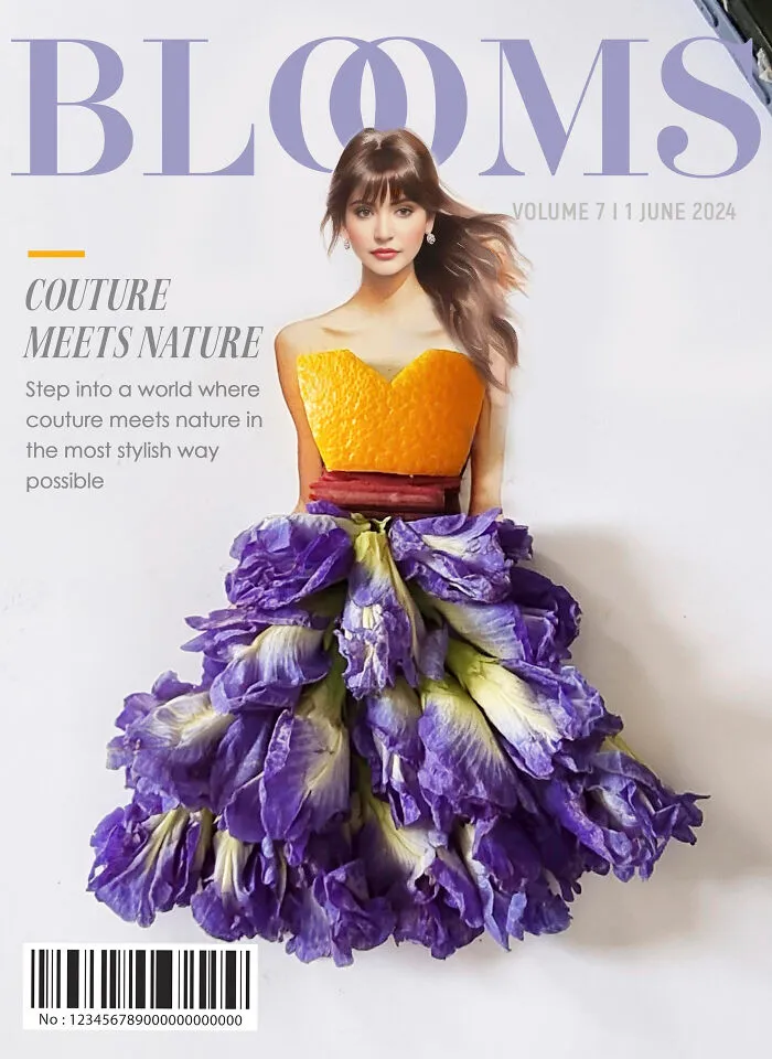 My 30 Dresses Made From Flowers And Other Natural Materials Featured On The Cover Of An Imaginary Magazine