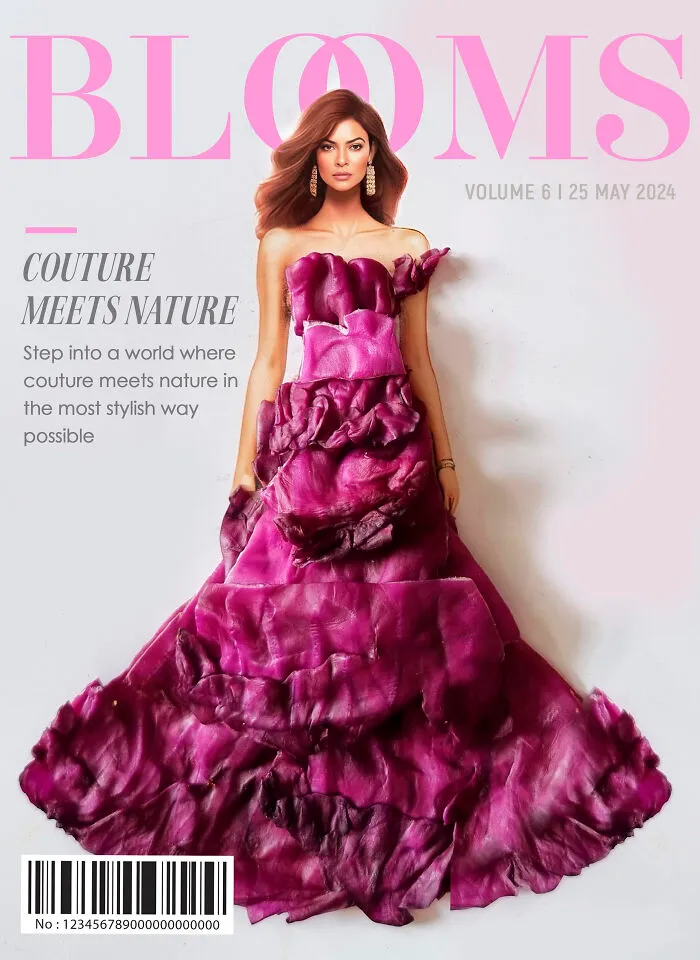 My 30 Dresses Made From Flowers And Other Natural Materials Featured On The Cover Of An Imaginary Magazine