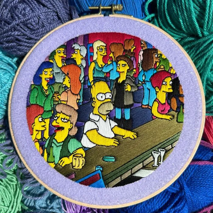Artist's 44 Embroidered Scenes From The Simpsons That Take 10 To 30 Hours Each To Make (New Pics)	