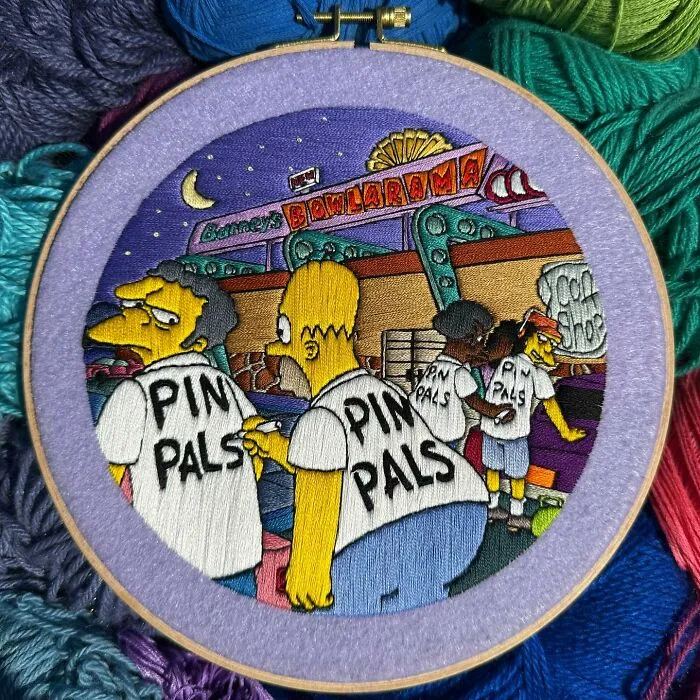 Artist's 44 Embroidered Scenes From The Simpsons That Take 10 To 30 Hours Each To Make (New Pics)	
