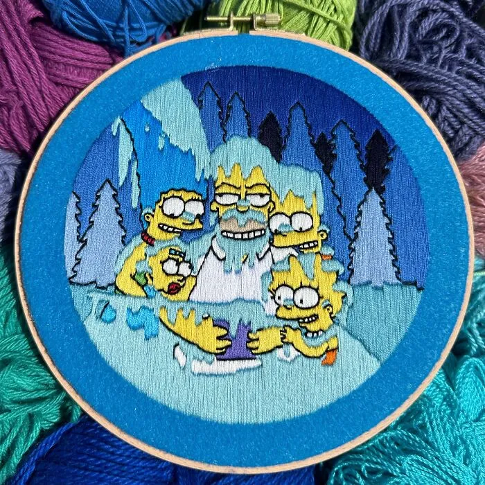 Artist's 44 Embroidered Scenes From The Simpsons That Take 10 To 30 Hours Each To Make (New Pics)	