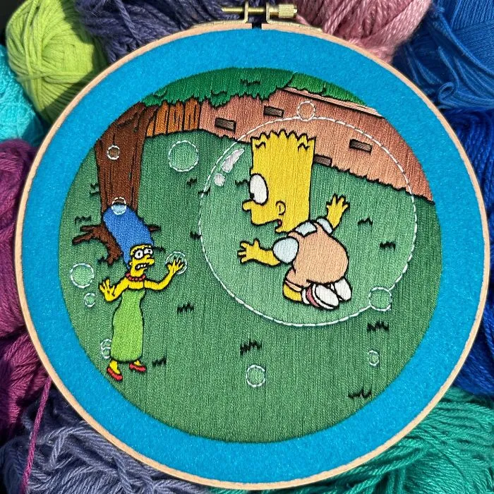 Artist's 44 Embroidered Scenes From The Simpsons That Take 10 To 30 Hours Each To Make (New Pics)	