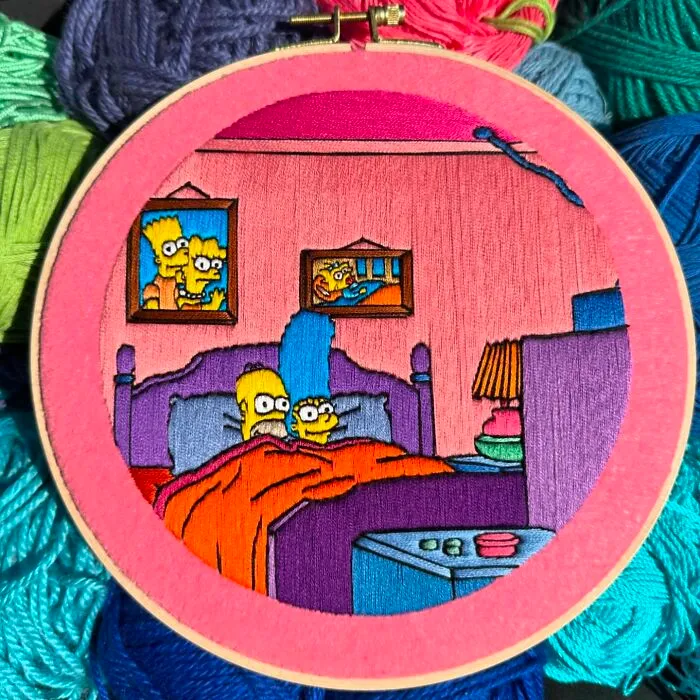 Artist's 44 Embroidered Scenes From The Simpsons That Take 10 To 30 Hours Each To Make (New Pics)	