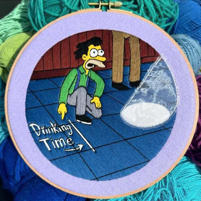 Artist's 44 Embroidered Scenes From The Simpsons That Take 10 To 30 Hours Each To Make (New Pics)	