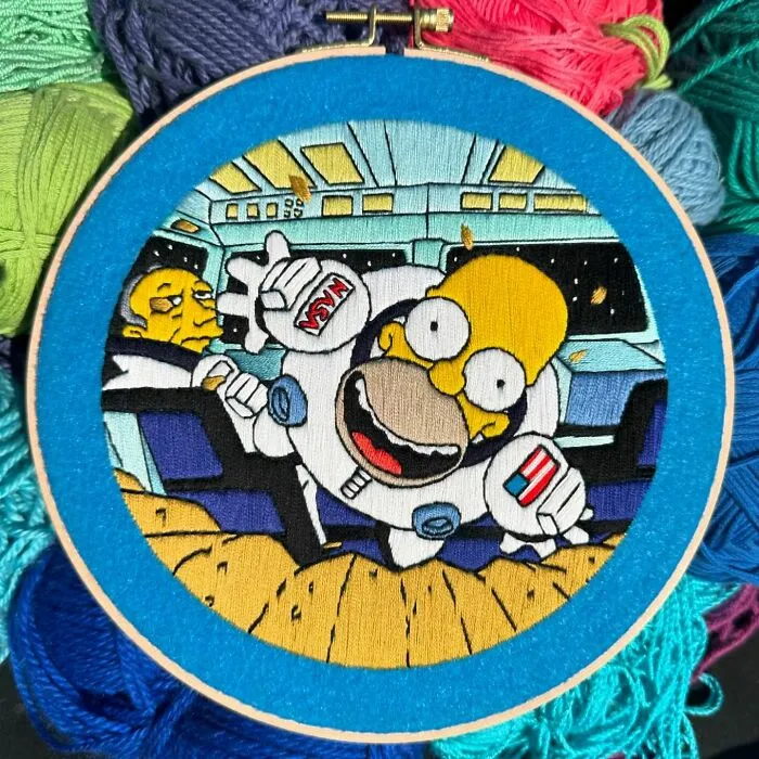 Artist's 44 Embroidered Scenes From The Simpsons That Take 10 To 30 Hours Each To Make (New Pics)	