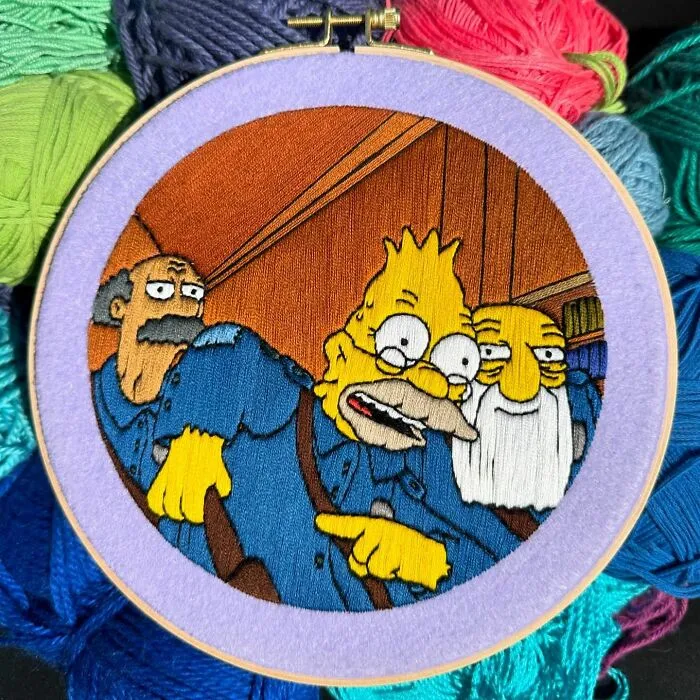 Artist's 44 Embroidered Scenes From The Simpsons That Take 10 To 30 Hours Each To Make (New Pics)	
