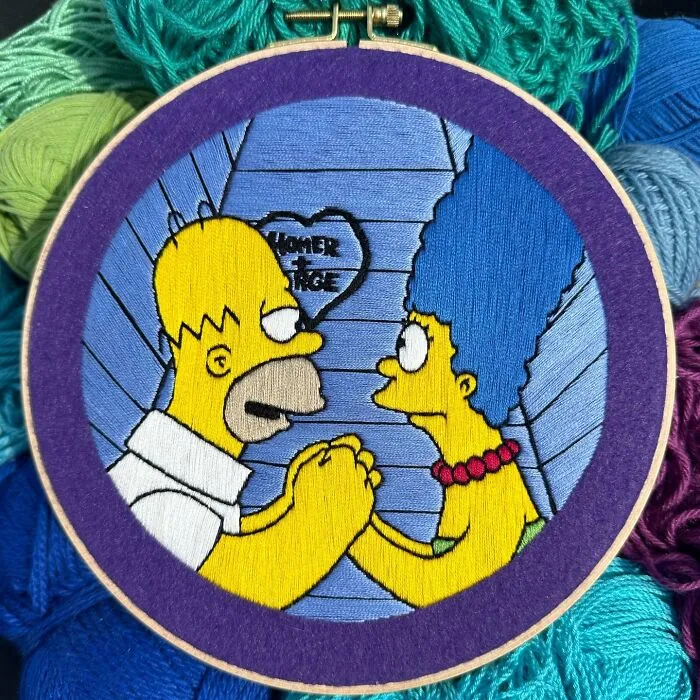 Artist's 44 Embroidered Scenes From The Simpsons That Take 10 To 30 Hours Each To Make (New Pics)	