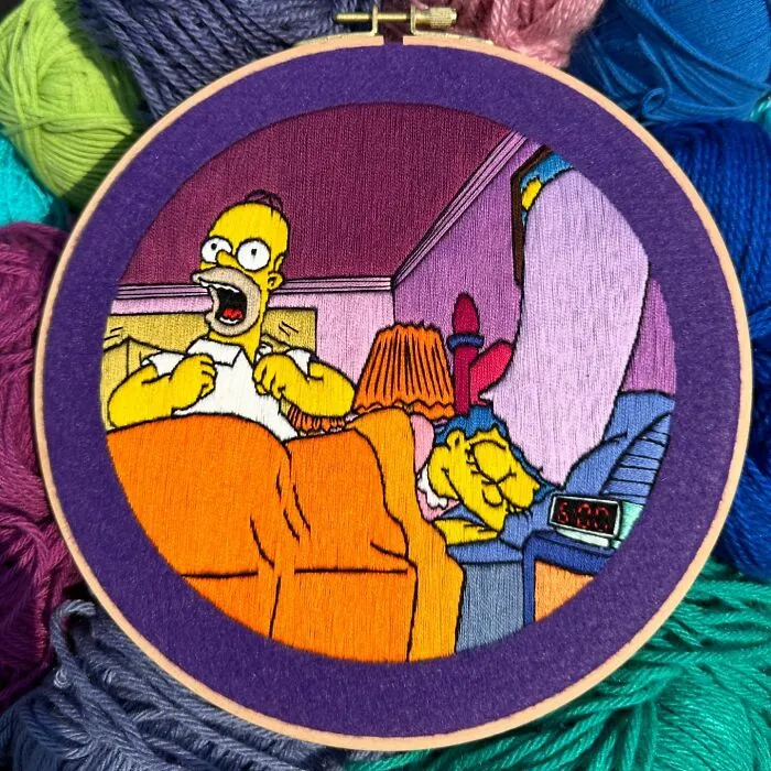 Artist's 44 Embroidered Scenes From The Simpsons That Take 10 To 30 Hours Each To Make (New Pics)	