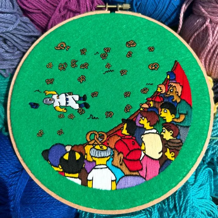 Artist's 44 Embroidered Scenes From The Simpsons That Take 10 To 30 Hours Each To Make (New Pics)	