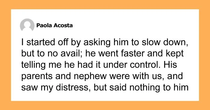 Hey Pandas, AITA For Leaving A Family Outing Because My Husband's Driving Terrified Me?