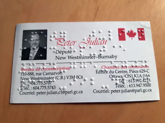 My MP's Business Card Has Braille On It