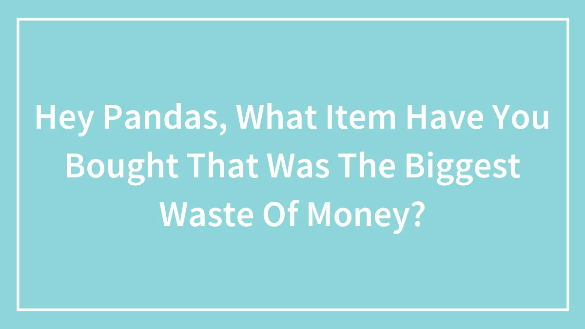 Hey Pandas, What Item Have You Bought That Was The Biggest Waste Of Money? (Closed)