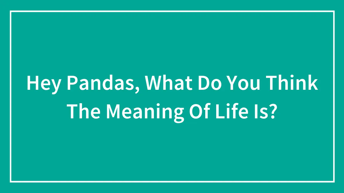Hey Pandas, What Do You Think The Meaning Of Life Is?