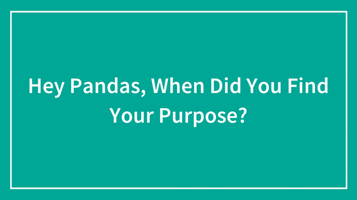 Hey Pandas, When Did You Find Your Purpose? (Closed)