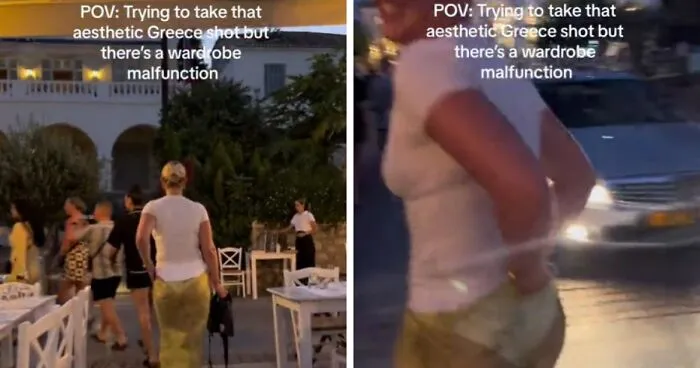 "Looks Like A Diaper": Woman Goes Viral For Disastrous Wardrobe Malfunction In Greece