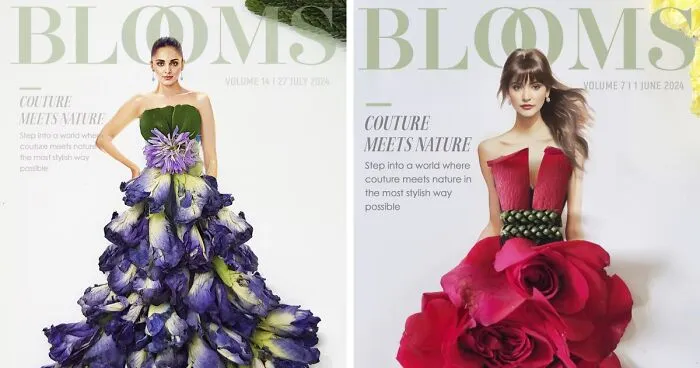 My 30 Dresses Made From Flowers And Other Natural Materials Featured On The Cover Of An Imaginary Magazine