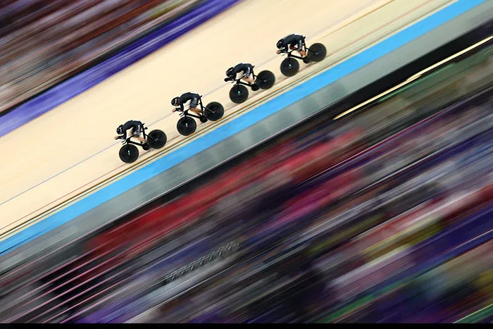 The Vertigo-Inducing Speed Of New Zealand’s Ally Wollaston, Bryony Botha, Emily Shearman And Nicole Shields Was Perfectly Captured During The Women's Team Pursuit