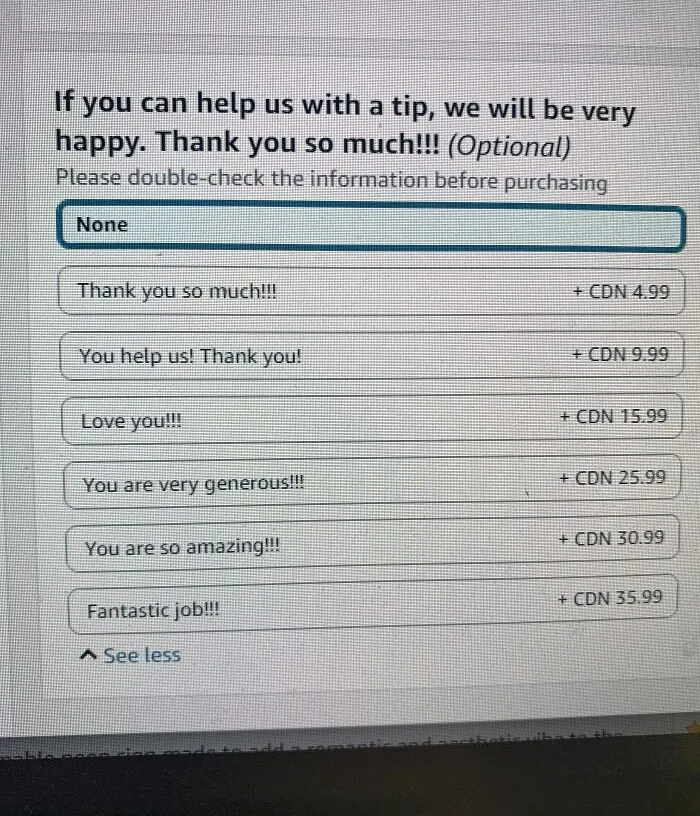 Amazon Sellers Asking For Tips