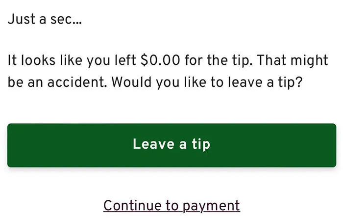 It's Getting Out Of Hand. Asked To Tip For An Online Purchase, When I Put $0, It Redirected Me To This