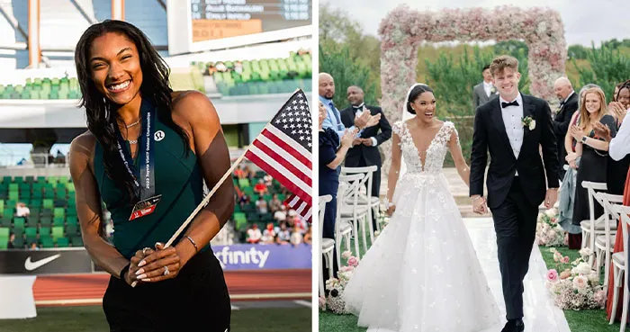 Tara Davis-Woodhall’s Emotional Leap Into Husband's Arms After Gold Win Captures Hearts