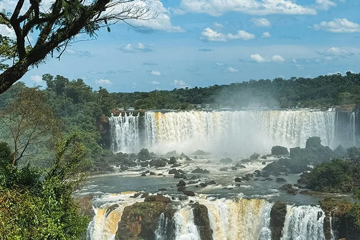 Misty tropical waterfalls and lush canyon, a popular place visited by travelers