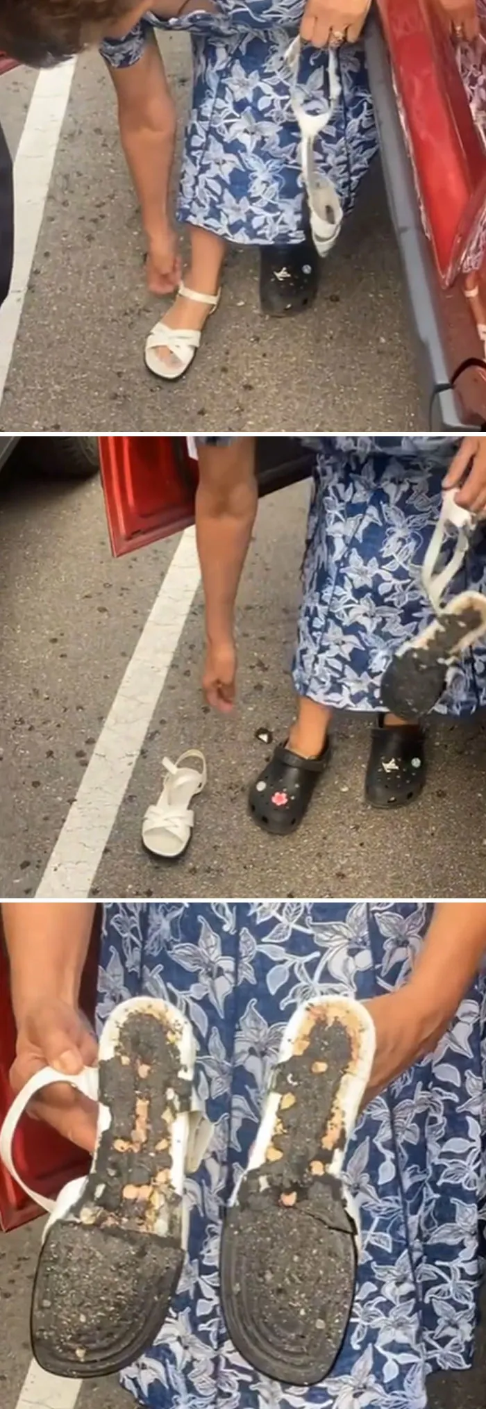 Le he tenido que dejar mis crocs a mi madre porque sus sandalias se han derretido