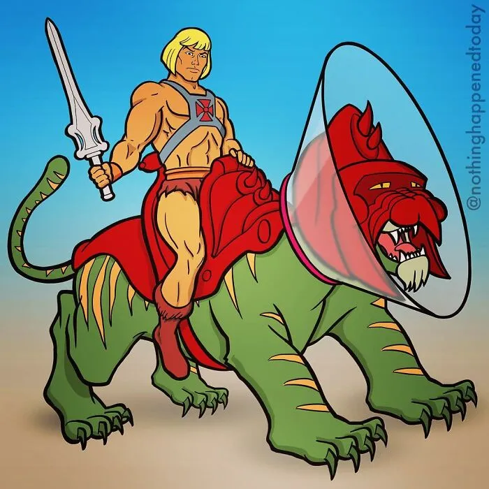 13 Hilarious Illustrations Of He-Man’s Everyday Life With His Battle Cat By Ed Harrington