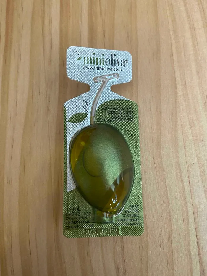 Little Individual Olive Oil Pouch Shaped As An Olive. Found In Spain!!