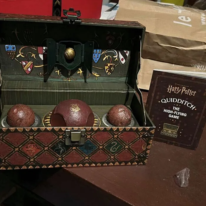 The Snitch Is Loose!  Grab Your Friends And Get Ready For An Epic Quidditch Match With This <a Style="Display:inline;" Href="Https://Www.amazon.com/Potter-Collectible-Quidditch-Removeable-Golden/Dp/0762483482?psc=1&linkcode=ll1&tag=bprhinoceros-20&linkid=28c2fe6ee69a7fe803858dde74d3182a&language=en_us&ref_=as_li_ss_tl" Target="_blank"><span Style="Font: Inherit; Color: #d74b1f;"> Harry Potter Collectible Set</Span>. Just Try Not To Break Any Windows...or Noses