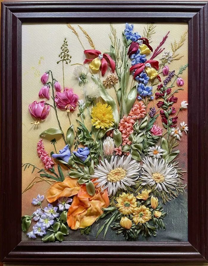 Remembering Summer… My Latest Ribbon Embroidery Work