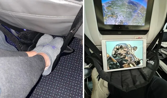 Long Flights Got Your Legs Feeling Like Lead? This <a Style="Display:inline;" Href="Https://Www.amazon.com/Airplane-Footrest-Foot-Hammock-Travel-Essentials-Rest/Dp/B07sk6zflm?ie=utf8&th=1&linkcode=ll1&tag=bpcobra-20&linkid=9412b7626d63239a90ecc1dcf3b15867&language=en_us&ref_=as_li_ss_tl" Target="_blank"><span Style="Font: Inherit; Color: #d74b1f;"> Footrest</Span> Will Have You Floating On Cloud Nine