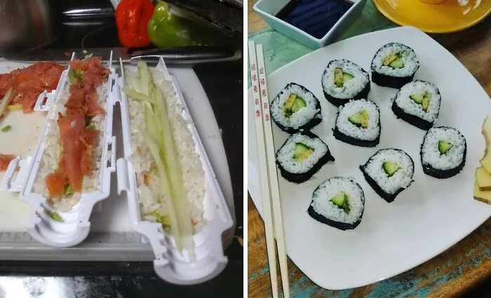 Roll Your Way To Sushi Heaven With This   <a Style="Display:inline;" Href="Https://Www.amazon.com/Sushezi-Dinner-Professional-Healthy-Fraction/Dp/B002avyqny?ie=utf8&linkcode=ll1&tag=bpdingo-20&linkid=3b576935f9ceebabe11dc80756177228&language=en_us&ref_=as_li_ss_tl" Target="_blank"><span Style="Font: Inherit; Color: #d74b1f;"> Sushi Roller</Span> – It's So Easy, Even A Fish Out Of Water Could Do It! 