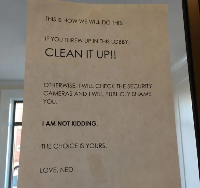 "Someone puked in our apt lobby. My landlord had a practical solution" - <span Style="Font:inherit;color:#808080"> movementunderdreams</Span>
