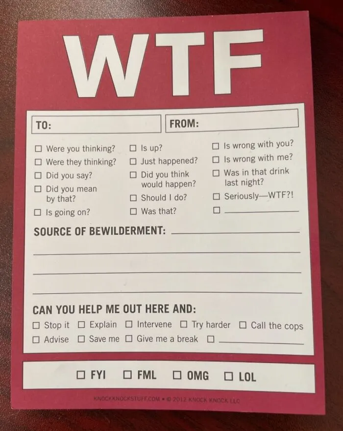 Need To Remind Your Roommate To Do The Dishes?  This   <a Style="Display:inline;" Href="Https://Www.amazon.com/Knock-Wtf-Nifty-Notes/Dp/1601063385?crid=3t9le8bhe6i1e&dib=eyj2ijoimsj9.1edgokbz7i4ezlyti9yf_749_vvhazbp0tusw20m8v4f7xet_d4zjnl8m3cum2l946f117jztyucyqpsgxlyr6poiaagjt8h83xg0bwy1l4f78kyg5ra0tr6frditwic7g_dhm4z-Kv2wqbwhdmwzqxci7k9j8m7nxi7jfpj3i2jnf2docoq6v5f_jihypbucq6onqajk4ffinezsf4nu8pgabrcp_njk_vyqlzonxvkdjea1cyhnp5o19pj0-Uecpbozuuotexekr5qstaszuxdtrkyxkjrgaklaezuios.hkk45ce8ecyjckp-Wwqbtvy3orzxfj51lchq1cpnehg&dib_tag=se&keywords=funny%2boffice%2bsupplies&qid=1726572058&sprefix=funny%2boff%2caps%2c357&sr=8-6&th=1&linkcode=ll1&tag=bpkoala-20&linkid=24dcd23186e86fa9b692cb3cfde52e7f&language=en_us&ref_=as_li_ss_tl" Target="_blank"> <span Style="Font: Inherit; Color: #d74b1f;"> Knock Knock Wtf Notes Memo Pad</Span> Will Get The Message Across Loud And Clear