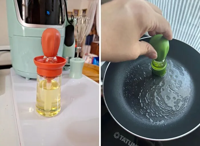 Finally, An Oil Dispenser That Understands The Struggle Of Unevenly Oiled Pans. This   <a Style="Display:inline;" Href=" Https://Www.amazon.com/Dp/B09dyl28fk?asc_item-ID=amzn1.ideas.3mc9pfl3whn6k&th=1&linkcode=ll1&tag=bpgoat-20&linkid=9dbbd922e1a1b5ff8dba95f6c011e503&language=en_us&ref_=as_li_ss_tl " Target="_blank"><span Style="Font: Inherit; Color: #d74b1f;"> Oil Dispenser With Brush </Span> Lets You Paint Your Culinary Masterpiece With Precision