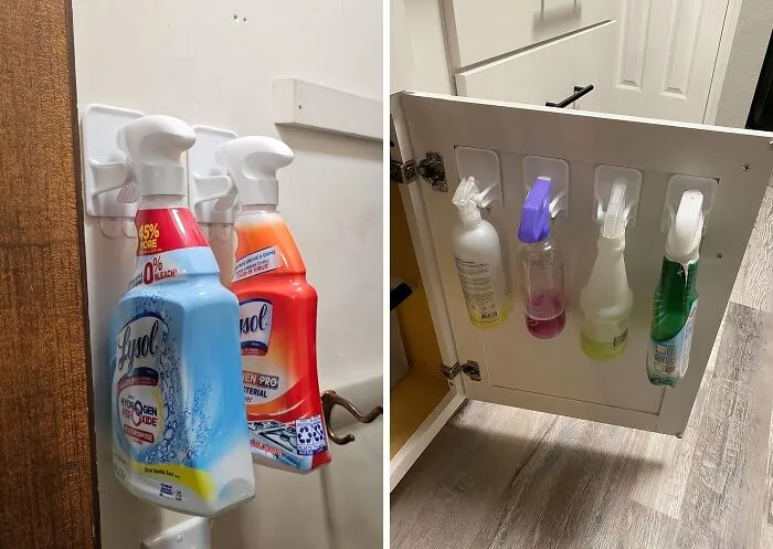 Tired Of Your Cleaning Supplies Staging A Coup Under Your Sink?  These <span Style="Font: Inherit; Color: #d74b1f;"> Spray Bottle Hangers</Span> Will Restore Order And Keep Those Bottles In Line (And Within Easy Reach)!