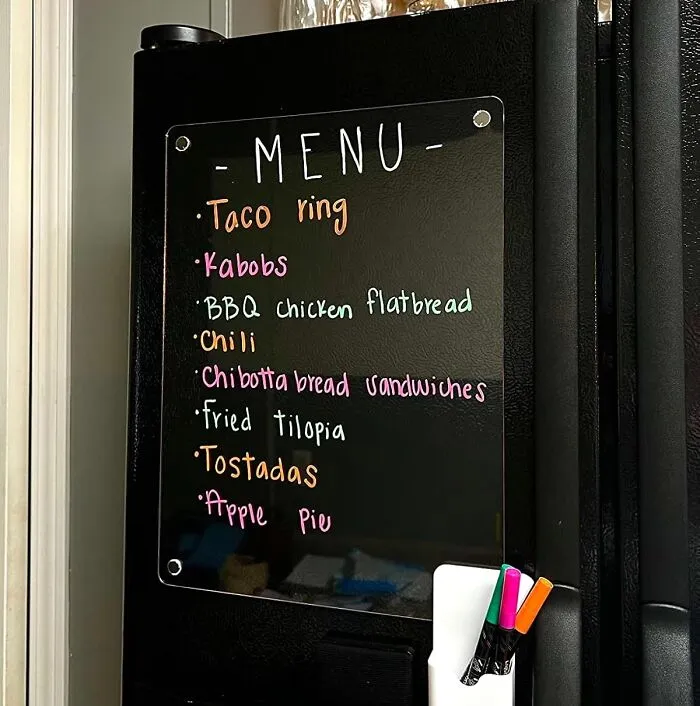 Your Fridge Is About To Become The Most Organized (And Entertaining) Spot In Your Kitchen! This   <a Style="Display:inline;" Href="Https://Www.amazon.com/Acrylic-Board-Refrigerator-Magnetic-Markers/Dp/B0914ywfgl?ie=utf8&linkcode=ll1&tag=bpwombat-20&linkid=8502700b718f49386e59bacd34076817&language=en_us&ref_=as_li_ss_tl" Target="_blank"><span Style="Font: Inherit; Color: #d74b1f;"> Magnetic Clear Dry Erase Board</Span> Is Perfect For Grocery Lists, Doodles, And Passive-Aggressive Reminders To Your Roommates
