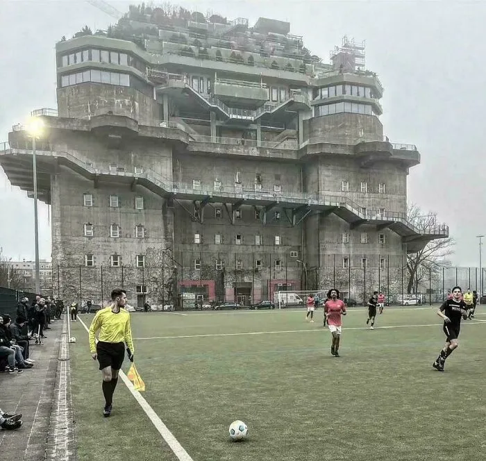 Pitch In Front Of A Wwii Bunker In Hamburg