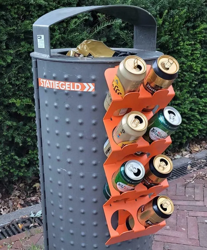 This Special Rack Is For Empty Cans So People Can Collect Them For Deposit Money