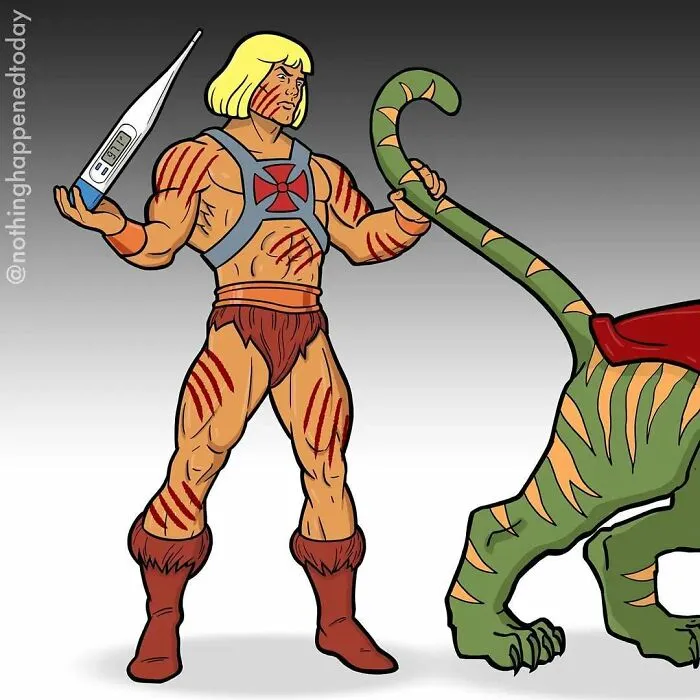 13 Hilarious Illustrations Of He-Man’s Everyday Life With His Battle Cat By Ed Harrington