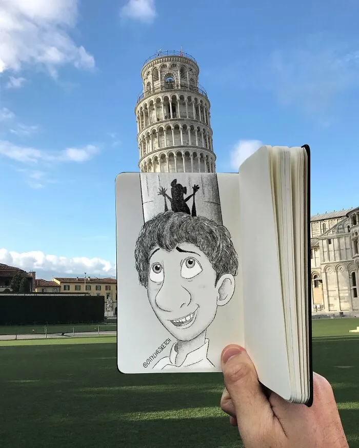 Artist Transforms Reality Into Art With These Mind-Bending Sketch-Photo Combinations (43 New Pics)