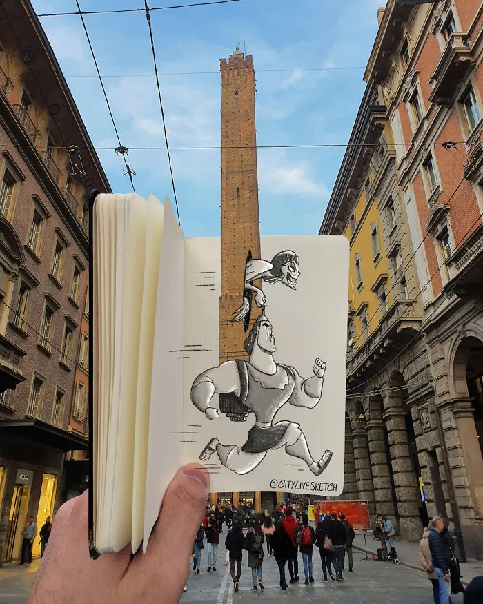 Artist Transforms Reality Into Art With These Mind-Bending Sketch-Photo Combinations (43 New Pics)