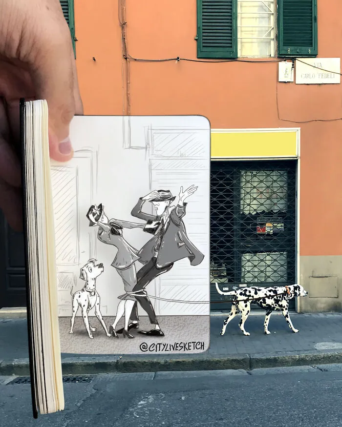 Artist Transforms Reality Into Art With These Mind-Bending Sketch-Photo Combinations (43 New Pics)
