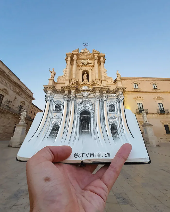 Artist Transforms Reality Into Art With These Mind-Bending Sketch-Photo Combinations (43 New Pics)