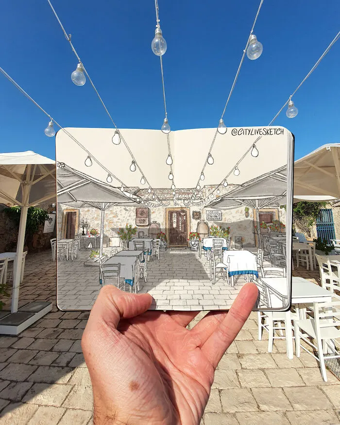 Artist Transforms Reality Into Art With These Mind-Bending Sketch-Photo Combinations (43 New Pics)